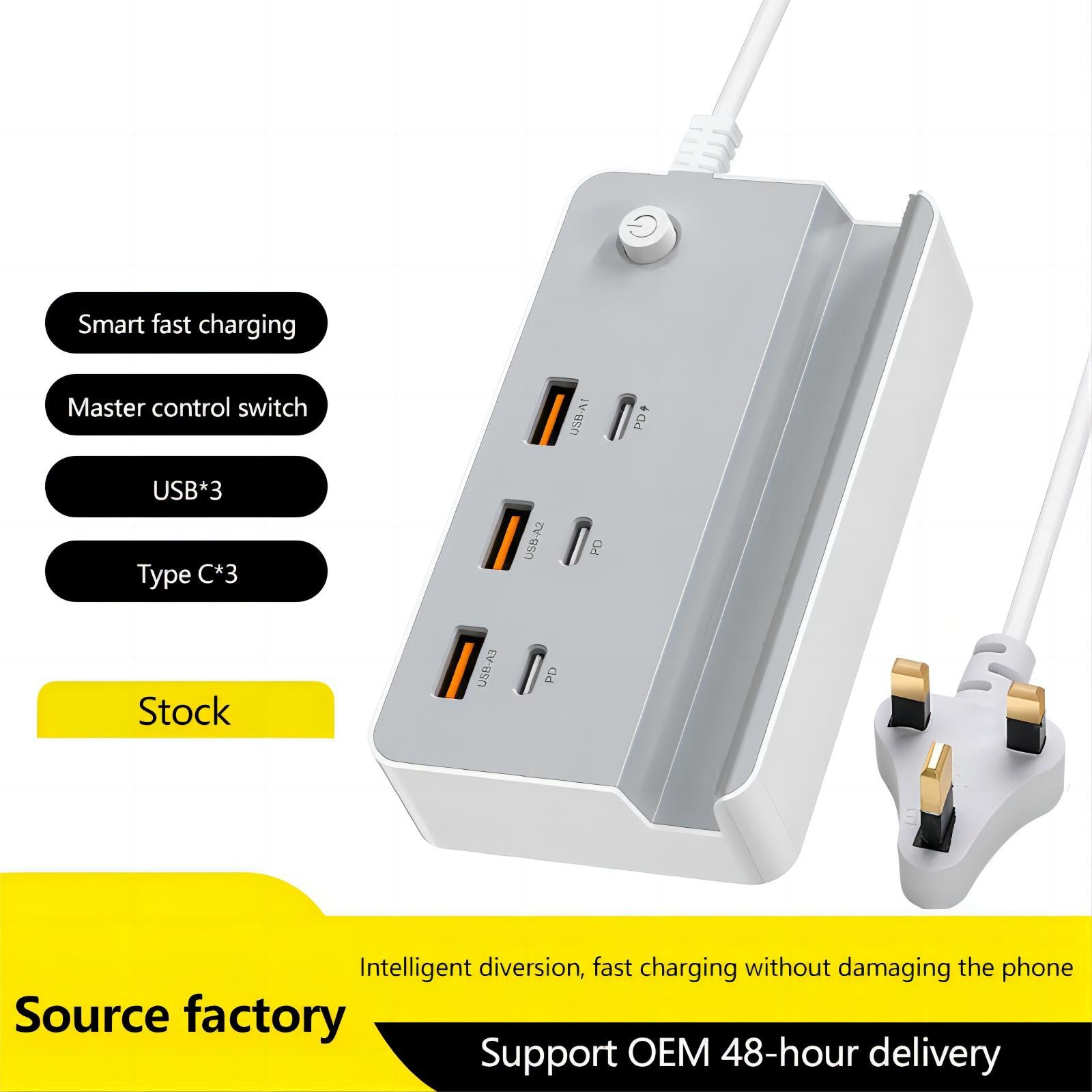 Power Socket Adapter 35w ( 3-TypeC , 3-Usb )