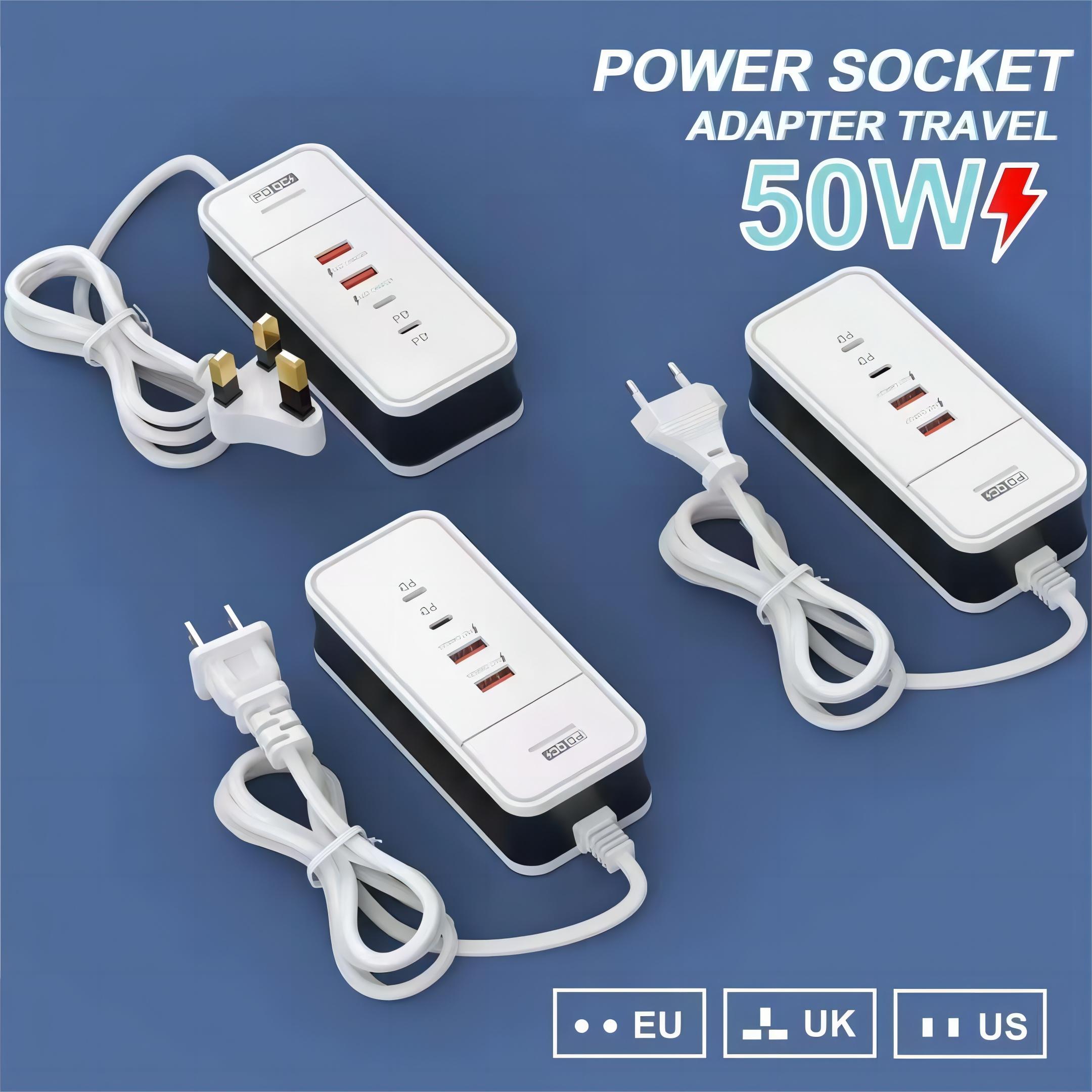 Power Socket Adapter 50w ( 2-TypeC , 2-Usb )