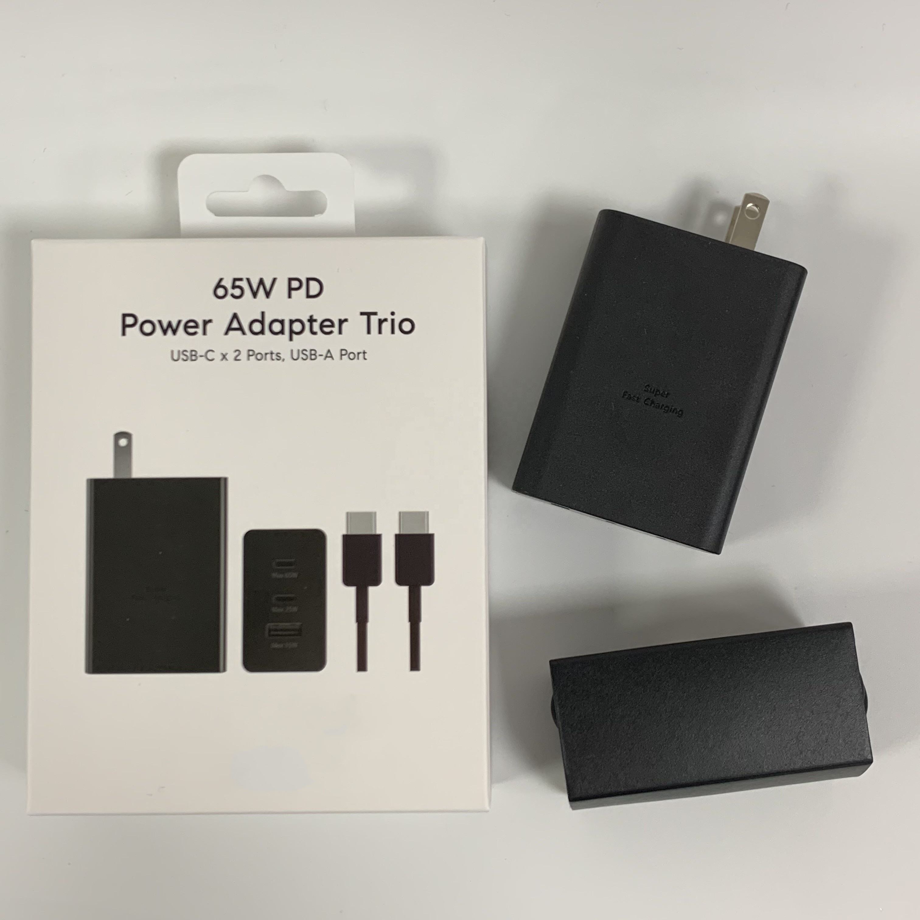 65W PD Power Adapter Trio USB-C x 2 Ports,USB-A Port